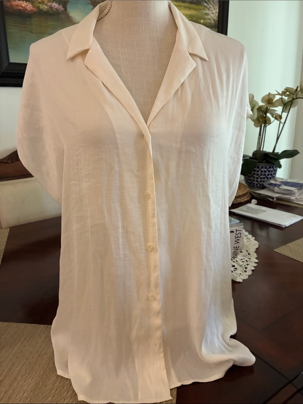 Nine West Cream Button-Front Women's Shirt